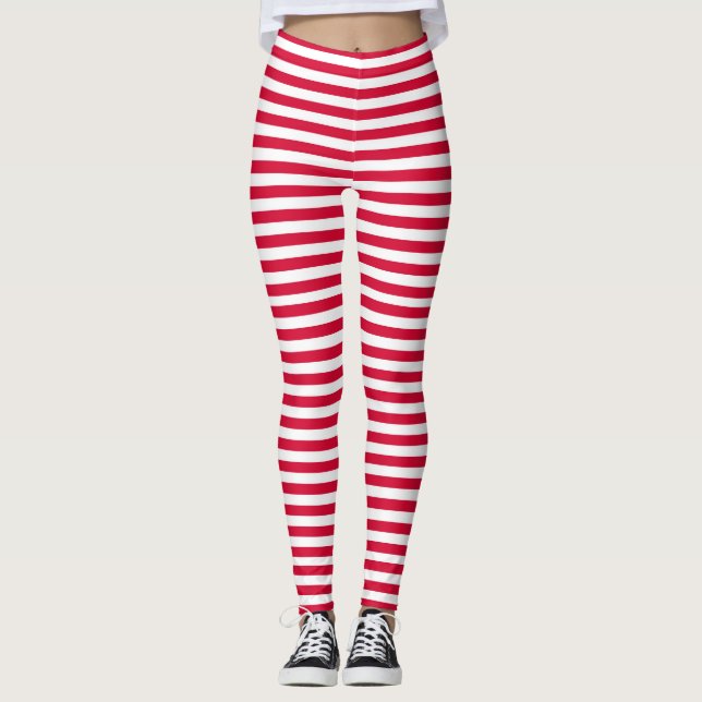 Leggings Denmark flag stripes country color pattern red whi (Devant)