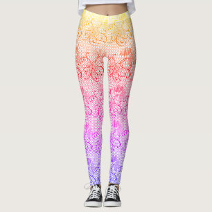 Leggings Dentelle florale Motif coloré