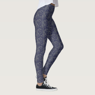 Leggings Dentelle gris sur bleu marine