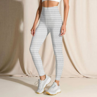 Leggings Dentelles Motifs | Design de dentelle gris et blan