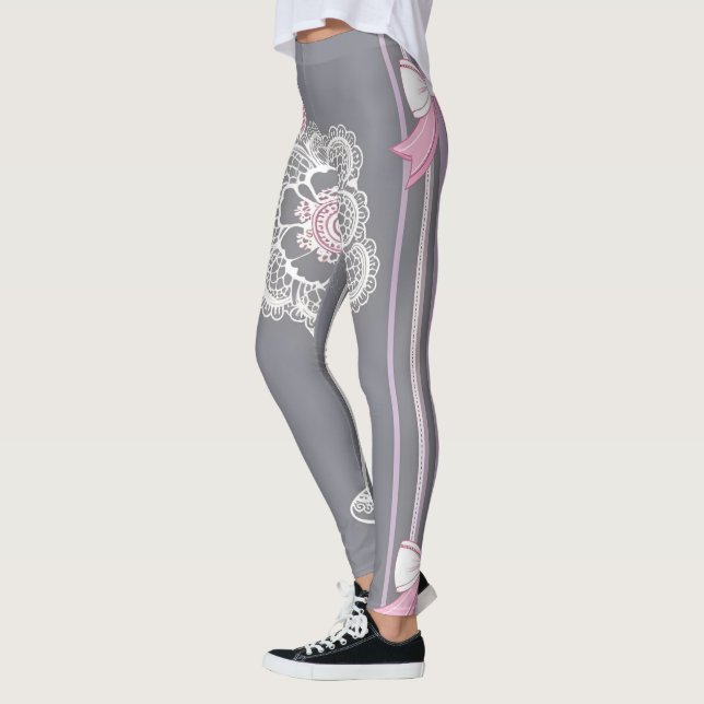 Leggings der Kunst Rosa und Grau (Links)