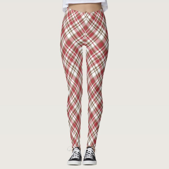 Leggings der roten die karierten Frauen (Vorderseite)