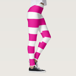 Leggings Des bandes inégales en Magenta et Blanc