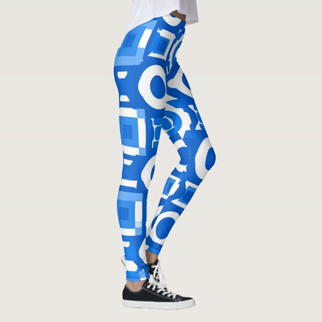 Leggings des belebten blauen weißen Kreises (Rechts)