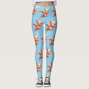 Leggings Des cochons mignons qui volent béatiment dans le c