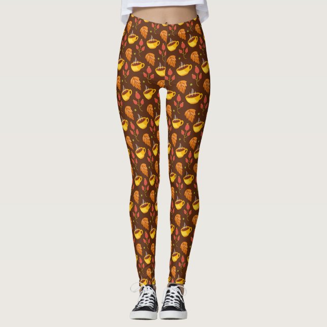 Leggings des Herbst Pattern Cup - gemütlich, stilv (Vorderseite)