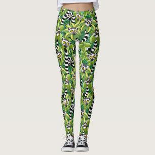 Leggings Des lémuriens de Madagascar dans la jungle exotiqu