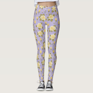 Leggings Des roses jaunes et blanches minuscules fantaisist