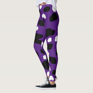 Leggings Des Spots De Vache Sur Violet,