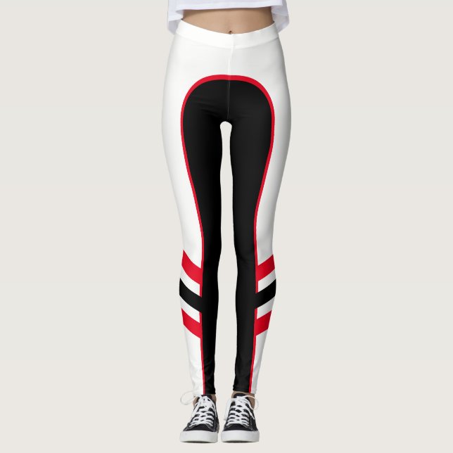 Leggings des weißen/roten/schwarzen Band (Vorderseite)