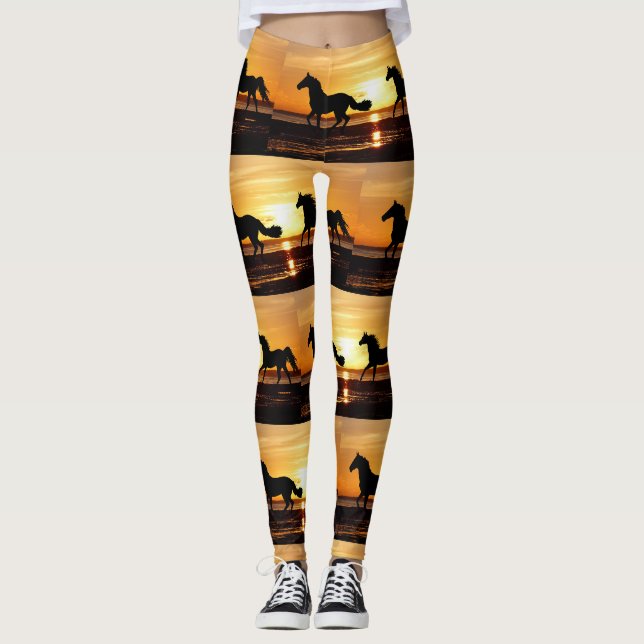 Leggings Descendez à l'hippodrome Course au coucher du sole (Devant)