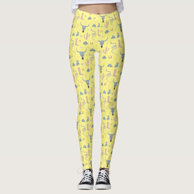 Leggings Desert Cowgirl Rustique Main Drake Art (Devant)