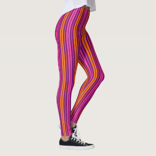 Leggings Design à rayures verticales rose orange violet