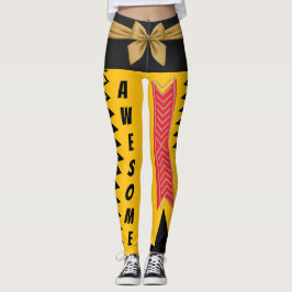 Leggings Design Abstrait en or jaune et noir gras