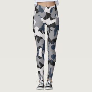 Leggings Design abstrait noir, gris et blanc