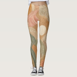 Leggings Design Abstrait Rétro Vintage Bohème Terreux