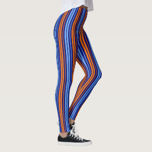 Leggings Design Bandes Verticales Cyan Orange Marine