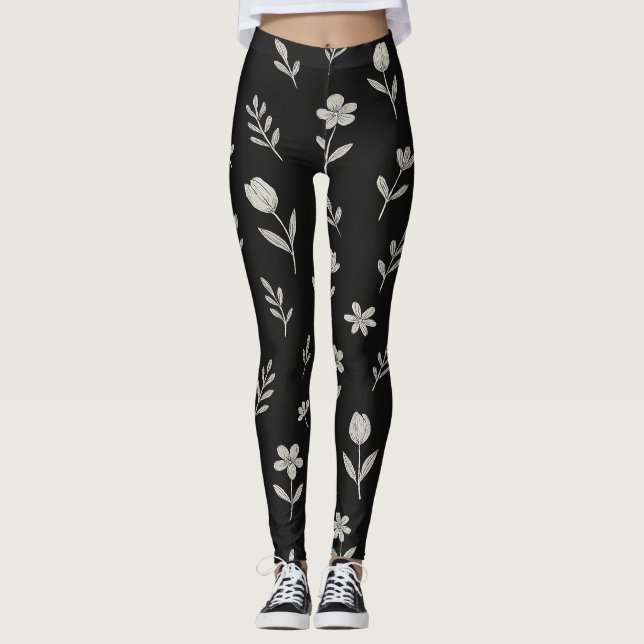 Leggings Design Boho noir et blanc (Devant)