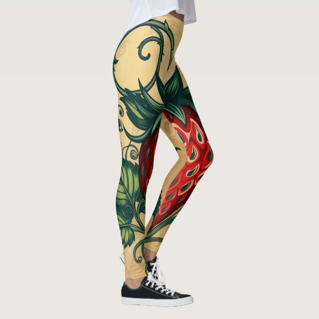 Leggings Design d'art fraise (Droite)
