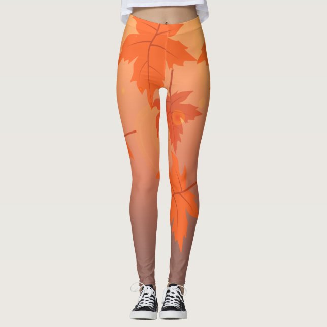 Leggings Design d'automne avec feuilles d'érable et effet b (Devant)