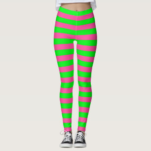 Leggings Design de bandes rose et verte