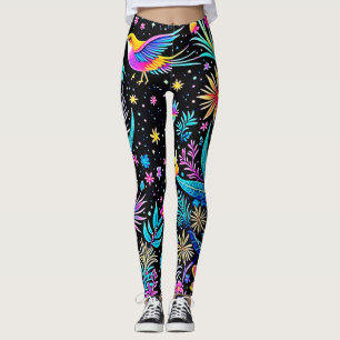 Leggings Design de rêve de nuit de la Forêt Magique de Neon