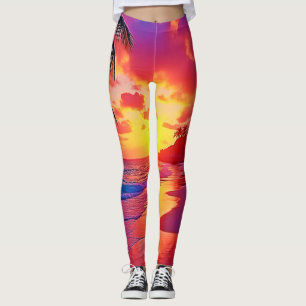 Leggings Design de rêve de plage Sunset Vibrant