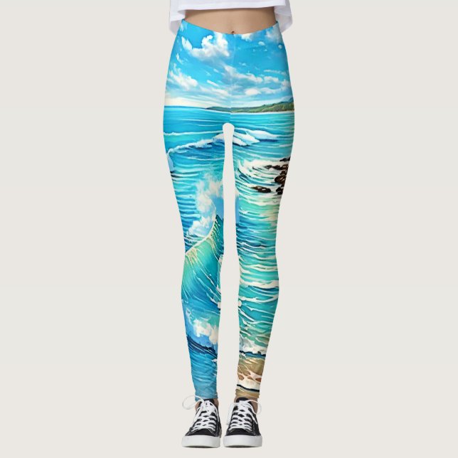 Leggings Design de scène rocheuse côtière (Devant)