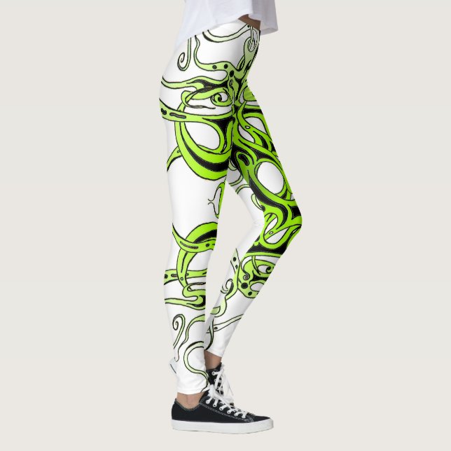 Leggings Design de tatouage Tribal Personnalisé Vert (Droite)