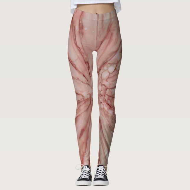 Leggings Design d'encre rose/verte (Devant)