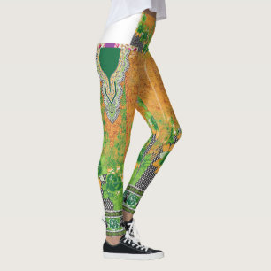 Leggings design d'un mur vert et jaune suspendu