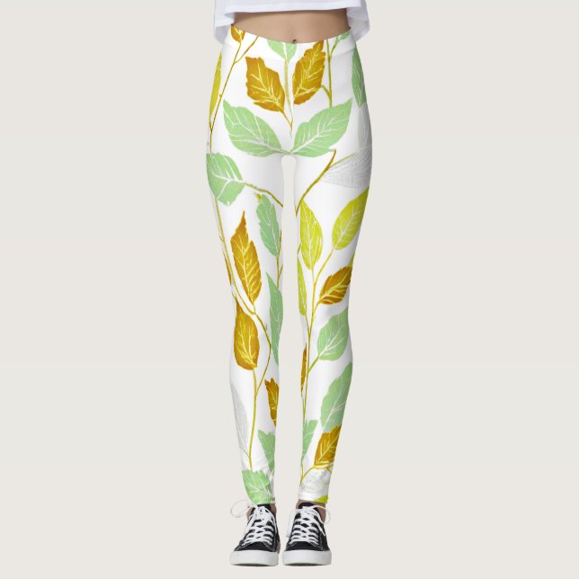 Leggings Design élégant de feuilles inspirées par la nature (Devant)