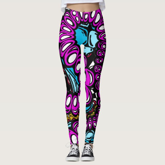 Leggings Design élégant Haute Mode violet bleu abstrait Des (Devant)
