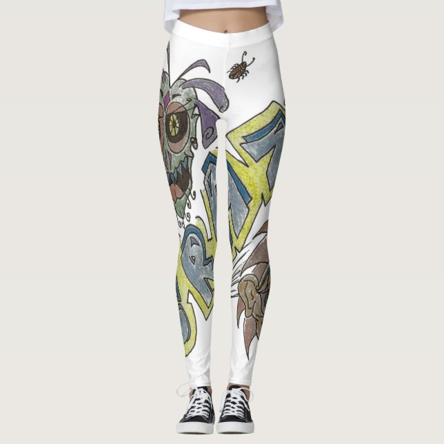 Leggings Design exclusif. Fou coloré. (Devant)