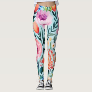 Leggings design fleuri d'été coloré