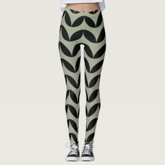 Leggings Design géométrique demi-cercle noir et vert clair