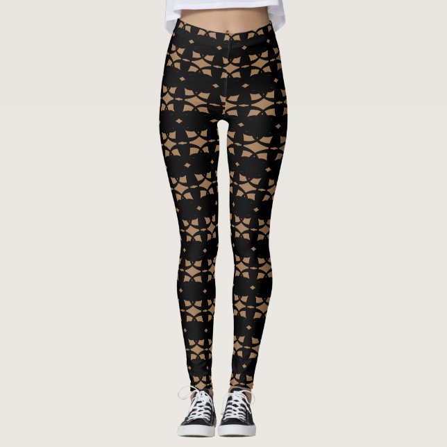 Leggings Design moderne Noir et Beige (Devant)
