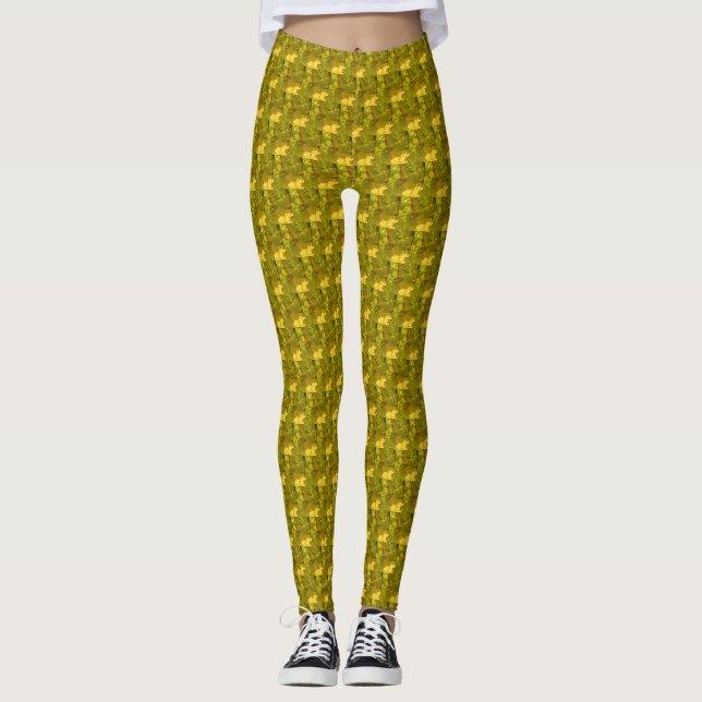 Leggings Design motif jaune et vert (Devant)
