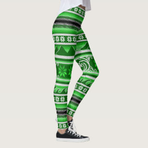 Leggings Design nordique hiver vert
