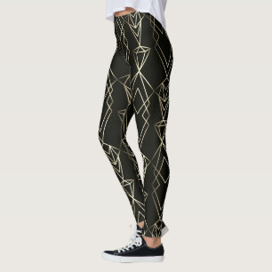 Leggings Design rétro classique en noir et or