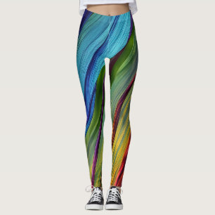 Leggings Design WAVY coloré en bleu et Turquoise