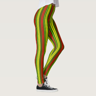 Leggings Dessin à rayures verticales vert jaune rouge
