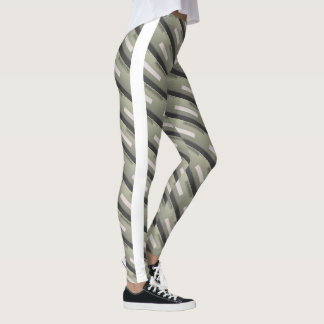 Leggings Dessin abstrait MODERNE en gris clair blanc