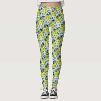 Leggings Dessin abstrait MODERNE en mosaïque bleu-clair-jau