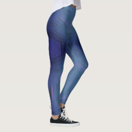 Leggings Dessin abstrait MODERNE en mosaïque bleu-violet