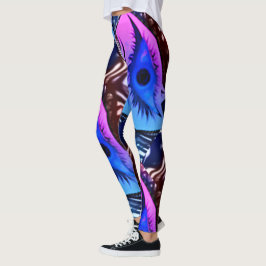 Leggings Dessin abstrait MODERNE en mosaïque bleu-violet-ro
