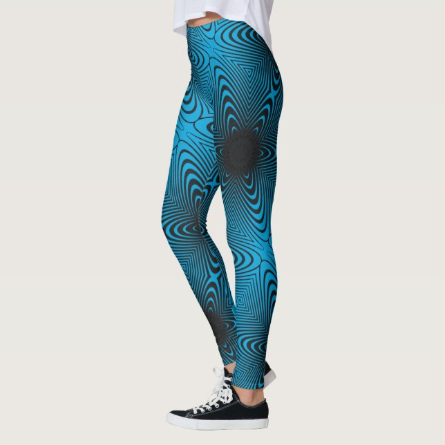 Leggings Dessin abstrait MODERNE en mosaïque bleue-noire-tu (Gauche)