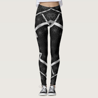 Leggings Dessin abstrait MODERNE en mosaïque gris-noir