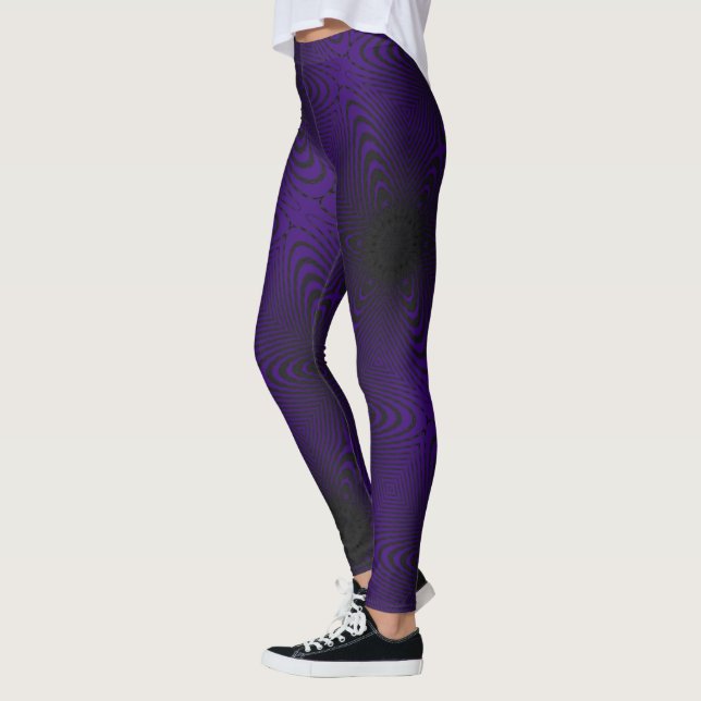 Leggings Dessin abstrait MODERNE en mosaïque noire-violet-p (Gauche)