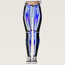 Leggings Dessin abstrait MODERNE en noir-bleu-mosaïque